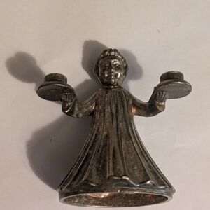 Vintage Italian Catholic Candle Holder Silver Plated Christmas Religious Decor